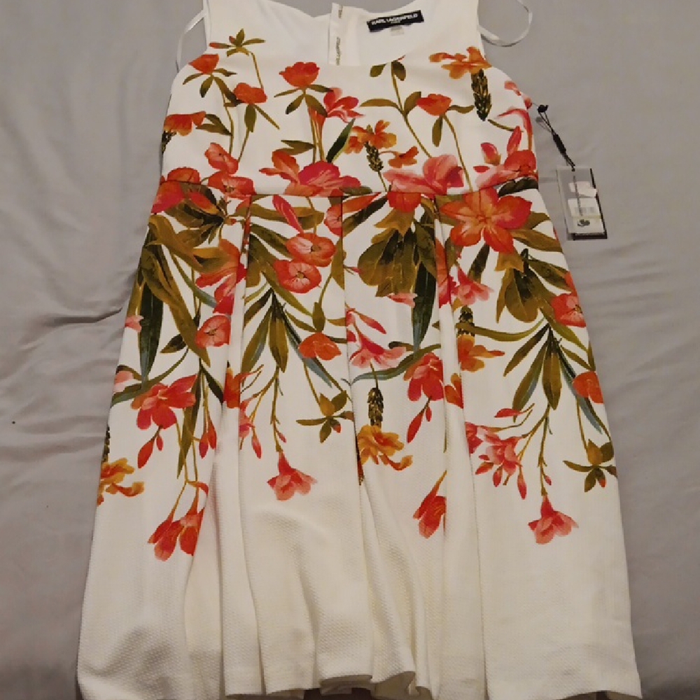 Karl Lagerfeld Orange Green A-Line Mini Dress - Picture 3 of 9